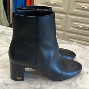Black Tory Burch block heel booties